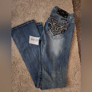 Miss Me Jeans Size 26 X 33 Blue Embroidered  On Pockets Women's Jeans